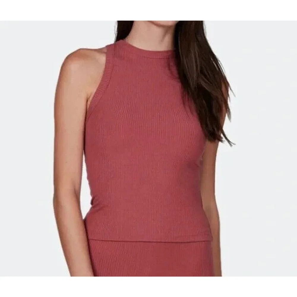 Lett Ventura High Neck Ribbed Tank Top Terracotta Mauve Women's Size Small - Picture 3 of 11
